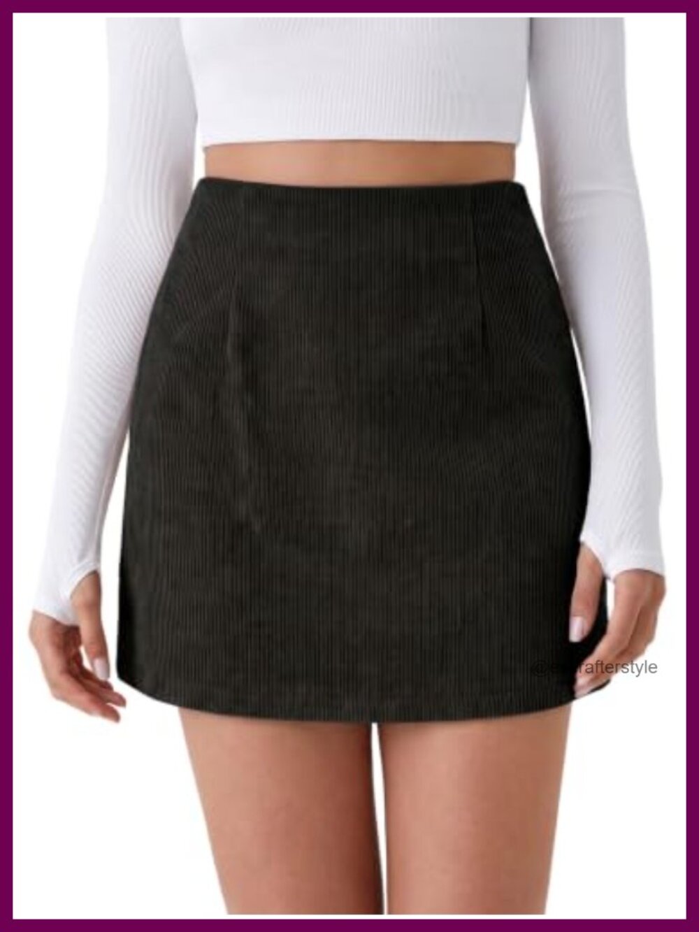 Corduroy Mini Skirt A-Line High Rise with Built-in Shorts Casual